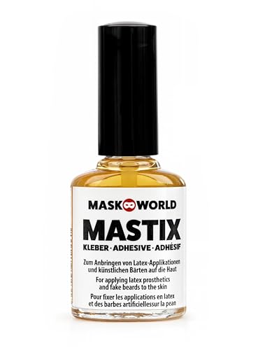 Maskworld Mastix Hautkleber Pinselflasche 10ml - Kleber für falsche Bärte, Haare, Elfen-Ohren - Theater, Film, Make-Up Artists, LARP, Halloween von Maskworld