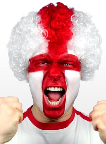 Perücke England - weiß-rot - Fußball-EM Fan-Accessoire für diesen Sommer - Locken aus Kunsthaar von Maskworld