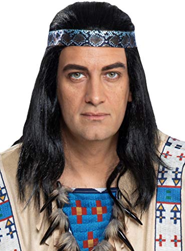 Winnetou-Perücke für Erwachsene Kostümzubehör schwarz-blau - Schwarz von Maskworld