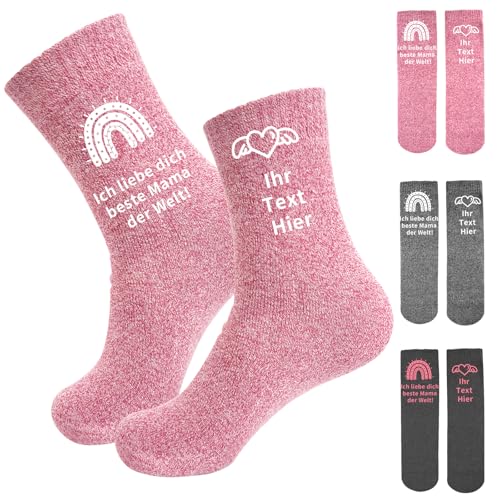 Personalisierte Socken mit Text -3 Farben verfügbar -Dicke und parallel gestrickte Baumwollsocken -Personalisierte Geschenke Sockenk für Frauen Mama Mothers Day Geburtstag von Mason Life