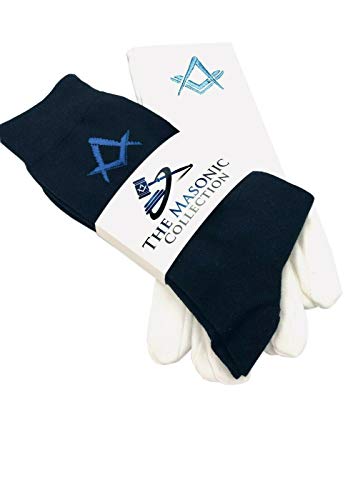 Freimaurer Herren Socken und Handschuhe Baumwolle Gr. 43/45 DE-Handschuhe (S), schwarz/blau von Masonic