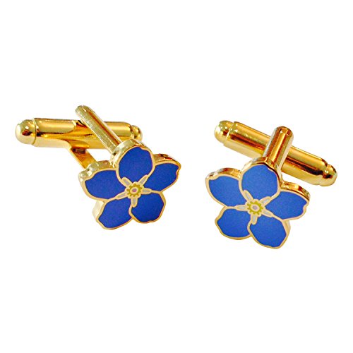 THE MASONIC COLLECTION – Manschettenknöpfe im Forget-Blumen-Design mit blauer Emaille und orangefarbenen Swarovski-Steinen – wird in einem Samtbeutel geliefert – Freimaurer-Geschenk für Männer von THE MASONIC COLLECTION