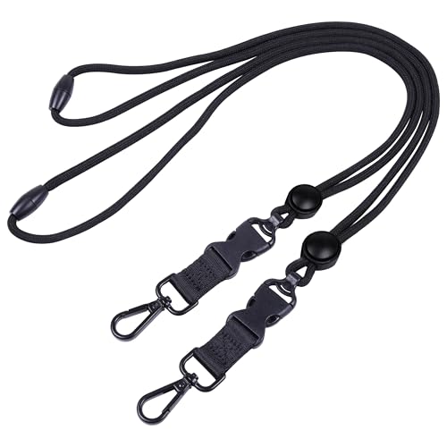 Masper 2 Stück Schwarz Breakaway Schlüsselband mit Runden Anpassung Schieberegler, Aabnehmbare Schnalle und Metall Snap Swivel Haken, Heavy Duty lanyard für Ausweishalter und Schlüssel von Masper
