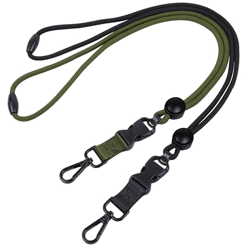 Masper 2 Stück Schwarz und Olivgrün Breakaway Schlüsselband mit Runden Anpassung Schieberegler, Aabnehmbare Schnalle und Metall Snap Swivel Haken, Heavy Duty lanyard für Ausweishalter und Schlüssel Masper 2 Stück Schwarz und Olivgrün Breakaway Schlüsselband mit Runden Anpassung Schieberegler, Aabnehmbare Schnalle und Metall Snap Swivel Haken, Heavy Duty lanyard für Ausweishalter und Schlüssel von Masper