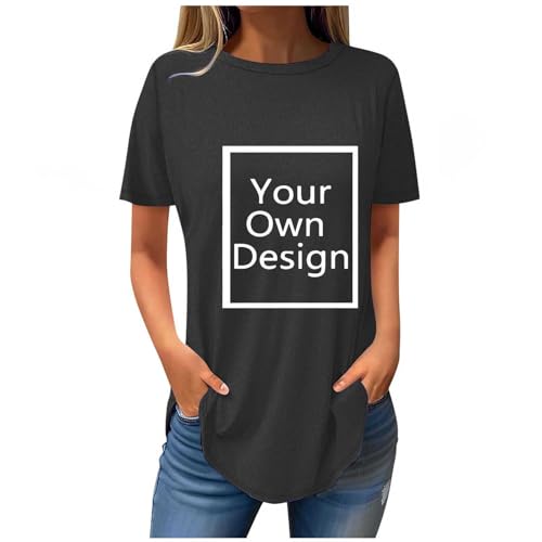 Custom Tshirt Bedrucken Lassen für Damen - Oversize Longshirt Selbst Gestalten mit Vorne Bedruckt, Personalisiert Exklusive Anpassung Mit Foto Text Logo - Design das Einzige Geschenk von Masrin