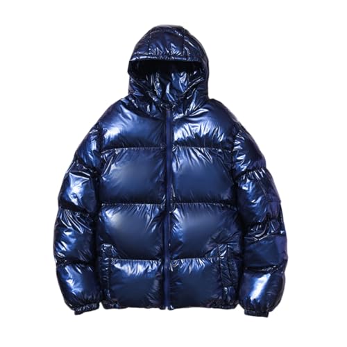 Glänzende Pufferjacke für Herren mit Kapuze Wattierte Jacke aus Baumwolle Einfarbige Winterjacke Übergröße Steppjacke Reißverschluss Softsheeljacke Wintermantel Daunenjacke Bomberjacke M-5xl von Masrin