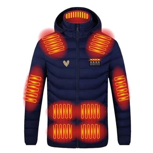 Heizjacke Damen Herren Beheizte Winterjacke mit 3 Stufen Einstellbar 21 Heizzonen Langarm Kapuzenjacke Unisex USB Wasserdichte Elektrische Daunenjacke Winddicht Softshell Übergangsjacke M-4XL von Masrin