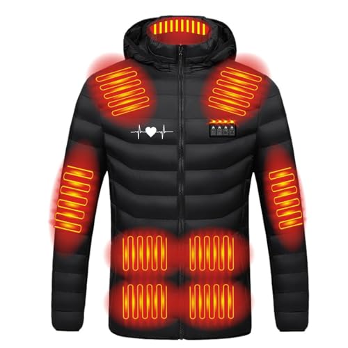 Heizjacke für Damen und Herren Beheizbare Jacke mit 21 Heizzone 3 Einstellbar Temperatur Langarm Kapuzenjacke Unisex Winterjacke USB Intelligent Wasserdicht Daunenjacke Thermo Übergangsjacke M-4XL von Masrin