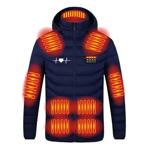 Heizjacke für Damen und Herren Beheizbare Jacke mit 21 Heizzone 3 Einstellbar Temperatur Langarm Kapuzenjacke Unisex Winterjacke USB Intelligent Wasserdicht Daunenjacke Thermo Übergangsjacke M-4XL von Masrin