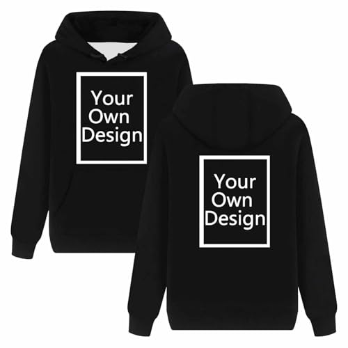 Hoodie Bedrucken Lassen Damen Herren - Unisex Kapuzenpullover Selbst Gestalten mit Vorne/hinten Bedruckt, Personalisiert Exklusive Individualisierung Mit Foto Text Logo - für Paare Familie Party von Masrin