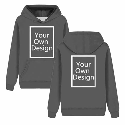 Hoodie Bedrucken Lassen Damen Herren - Unisex Kapuzenpullover Selbst Gestalten mit Vorne/hinten Bedruckt, Personalisiert Exklusive Individualisierung Mit Foto Text Logo - für Paare Familie Party von Masrin