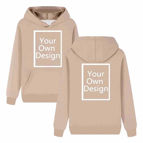 Hoodie Bedrucken Lassen Damen Herren - Unisex Kapuzenpullover Selbst Gestalten mit Vorne/hinten Bedruckt, Personalisiert Exklusive Individualisierung Mit Foto Text Logo - für Paare Familie Party von Masrin