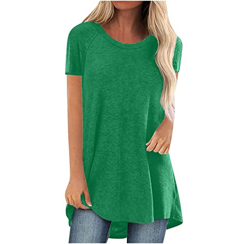 Longshirt Damen Oversize Lang Pullover Sommer Kurzarm T-Shirt Oberteile Elegant Einfarbig Tshirt Longbluse Große Größen O-Ausschnitt Longtops Loose Fit Bluse Shirts Übergröße Lose Pulli Geschenk von Masrin