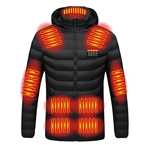 Masrin Beheizbare Jacke Damen Herren Heizjacke mit 19 Heizzone 3 Einstellbar Temperatur Langarm Pufferjacke Mit Kapuze Unisex Winterjacke USB Intelligent Wasserdicht Daunenjacke Thermo Übergangsjacke von Masrin