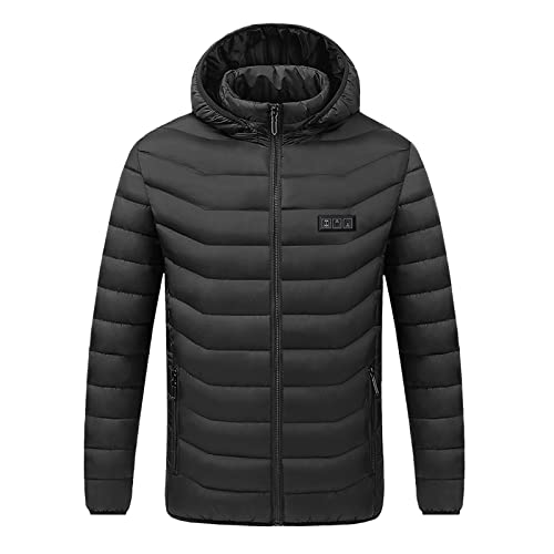 Masrin Beheizte Jacke Damen Herren Heizjacke mit 3 Temperaturstufen und 11 Heizzonen Langarm Kapuzenjacke Unisex Winterjacke USB Wasserdichte Elektrische Daunenjacke Softshell Übergangsjacke S-4XL von Masrin