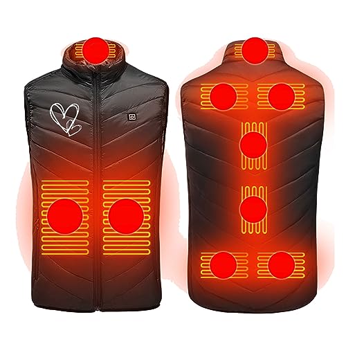 Masrin Beheizte Weste Damen Herren, Beheizbare Weste USB Lade Heizweste Unisex Wärmende Beheizte Weste mit 10 Einstellbar Temperatur, Beheizbare Jacke Winterweste für Outdoor Wandern von Masrin