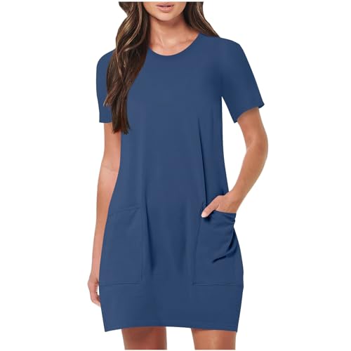 Masrin Blusenkleid Damen Lässiges Einfarbiges Sommerkleid O-Ausschnitt Kurzarm T-Shirt Kleider Leichtes Pulloverkleid mit Taschen Kurzes Wickelkleid Tunika Sweatkleid Elastisch Minikleid Longshirt Masrin Blusenkleid Damen Lässiges Einfarbiges Sommerkleid O-Ausschnitt Kurzarm T-Shirt Kleider Leichtes Pulloverkleid mit Taschen Kurzes Wickelkleid Tunika Sweatkleid Elastisch Minikleid Longshirt von Masrin
