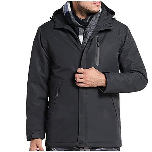 Masrin Heizjacke Damen Herren Wasserdicht Beheizte Wasserdicht mit 3 Einstellbar Temperatur 3 Heizzonen Langarm Winterjacke Mit Kapuze Unisex USB Wasserdichte Elektrische Thermo Übergangsjacke von Masrin