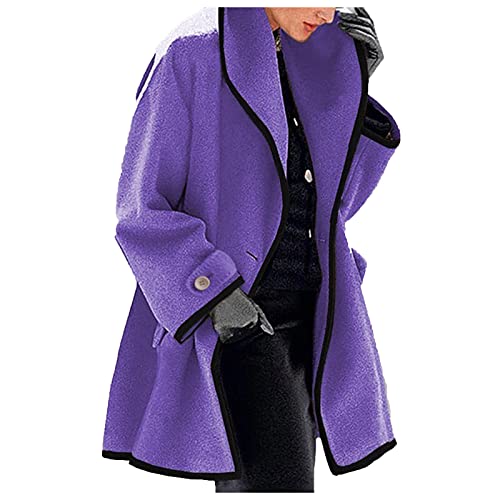 Kapuzen Winterjacke Damen Warmer Langer Wollmantel Einfarbige Wolljacke Herbst Trenchcoat mit Kapuze Cardigan Bluse mit einem Knopf Langarm Shirts Übergangsjacke Windjacke Herbst Streetwear von Masrin