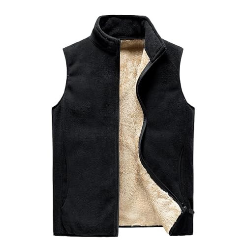 Masrin Plüschweste Herren Warme wattierte Weste Vielseitiges Futter Einfarbige Fleeceweste Winterjacke mit Stehkragen Plus Size Ärmelloser Wintermantel Übergangsjacke mit Reißverschluss M-8XL von Masrin
