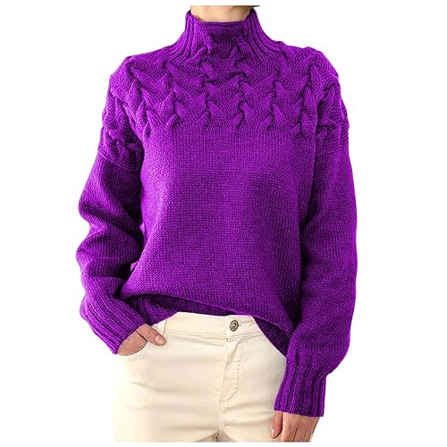 Masrin Rollkragenpullover Damen Elegante Einfarbiger Strickpullover Langarmshirt Pulli Herbst Winter Warmes Sweatshirt Stricken Grob Gestrickter Pullover Elastisch locker Strickoberteile Sweater Masrin Rollkragenpullover Damen Elegante Einfarbiger Strickpullover Langarmshirt Pulli Herbst Winter Warmes Sweatshirt Stricken Grob Gestrickter Pullover Elastisch locker Strickoberteile Sweater von Masrin