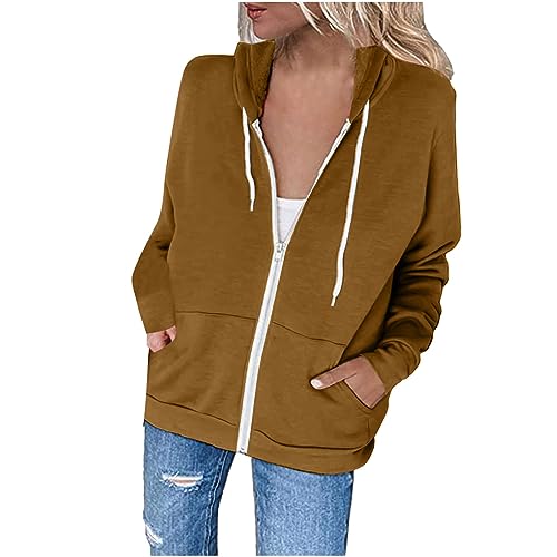 Sportjacke Damen Einfarbig Kapuze Sweatjacke Sommer-Herbst Übergangsjacke Kapuzenmantel Sportlich Trainingsjacke Winterjacke Motorradjacke Wanderjacke Baseballjacke Mantel für Frauen von Masrin