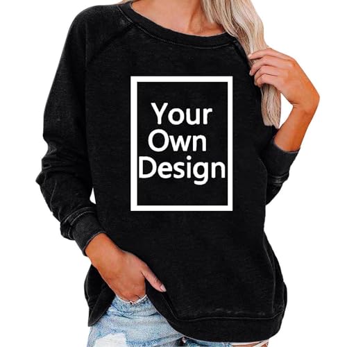 Sweatshirt Bedrucken Lassen Damen - Oversized Pullover Selbst Gestalten Mit Foto Text Logo, Personalisiert Exklusive Individualisierung Weihnachten Halloween Kleidung für Paare Familie Party von Masrin