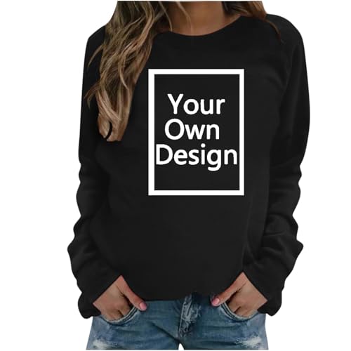 Sweatshirt Damen Personalisiert - Pullover Bedrucken Lassen Damen Herren - Langarmshirt Selbst Gestalten - Longsleeve Mit Foto Text - Individuelle Druck Basic Shirt - Personalisiertes Geschenk von Masrin