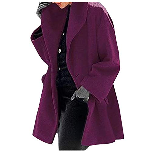 Trenchcoat Damen Lang Winterjacke Zweireihiger Windjacke Mantel Elegant Einfarbige Wolljacke Umlegekragen Langarm Wintermantel Wollmantel Übergangsjacke Business Arbeitsjacke Windbreaker S-3XL von Masrin