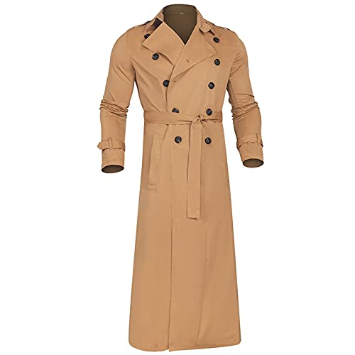 Trenchcoat Herren Lang Temperament Windbreaker Einfarbige Windjacke Umlegekragen Herbstjacke Strickjacke Langarm Übergangsjacke Business Freizeit Mantel Zweireihig Cardigan Oversize Winterjacke von Masrin