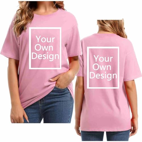 Tshirt Bedrucken Lassen für Damen/Mädchen - T Shirt Selbst Gestalten mit Vorne/hinten Bedruckt, Personalisiert Exklusive Individualisierung Mit Foto Text Logo - Custom das Einzige Geschenk von Masrin