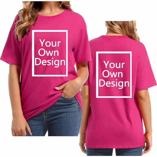 Tshirt Bedrucken Lassen für Damen/Mädchen - T Shirt Selbst Gestalten mit Vorne/hinten Bedruckt, Personalisiert Exklusive Individualisierung Mit Foto Text Logo - Custom das Einzige Geschenk von Masrin