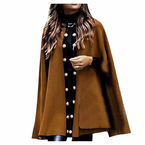 Umhang Damen Herbst Winter Maxi Lose Mantel Poncho Kap Strickmantel Longstrickjacke Trenchcoat Outwear Cardigan Mittelalterliche Vampir Hexen Gothic Cosplay Halloween Kostüm Robe mit Kapuze von Masrin