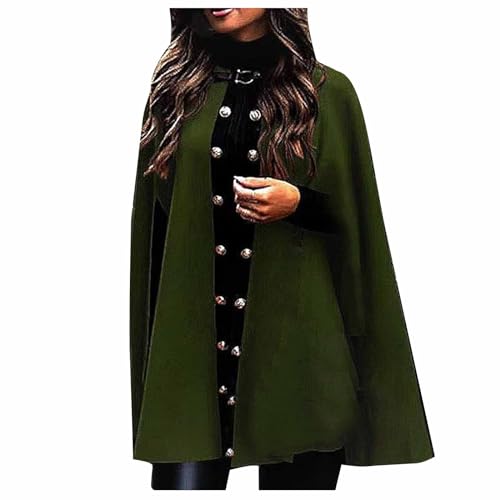 Umhang Damen Herbst Winter Maxi Lose Mantel Poncho Kap Strickmantel Longstrickjacke Trenchcoat Outwear Cardigan Mittelalterliche Vampir Hexen Gothic Cosplay Halloween Kostüm Robe mit Kapuze von Masrin