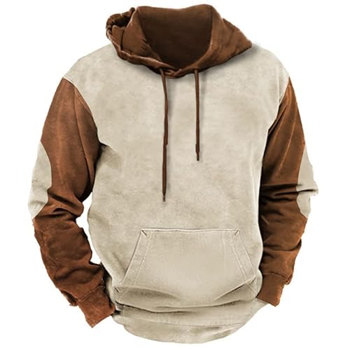 Vintage Sweatshirt mit Kapuze Herren Aztekischen Ethno-Stil Hoodie Retro Geometrischen Muster Kapuzenpullover Herbst Winter Warmer Pulli Kordelzug Langarmshirt mit Tasche Locker Sweater Jumper von Masrin