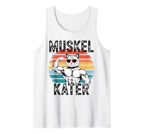 Herren Muskelkater Gym Lustiger Spruch Cool Bodybilding Katze Retro Tank Top von Mass Fitness Bodybuilding Shop