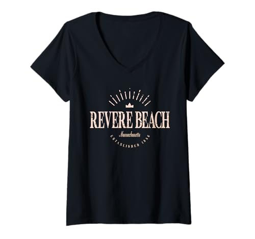 Damen Revere Beach, Massachusetts Modern - Revere Beach, MA T-Shirt mit V-Ausschnitt Damen Revere Beach, Massachusetts Modern - Revere Beach, MA T-Shirt mit V-Ausschnitt von Massachusetts Contemporary Designs