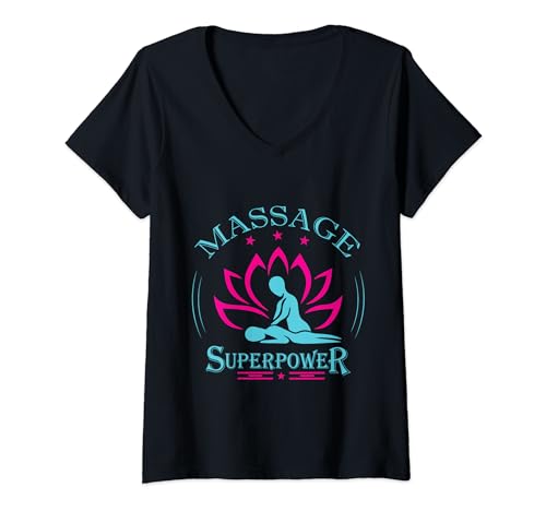 Damen Massage Superpower I Massagetherapeut T-Shirt mit V-Ausschnitt von Massage Therapy I Therapeutic I Home Massage