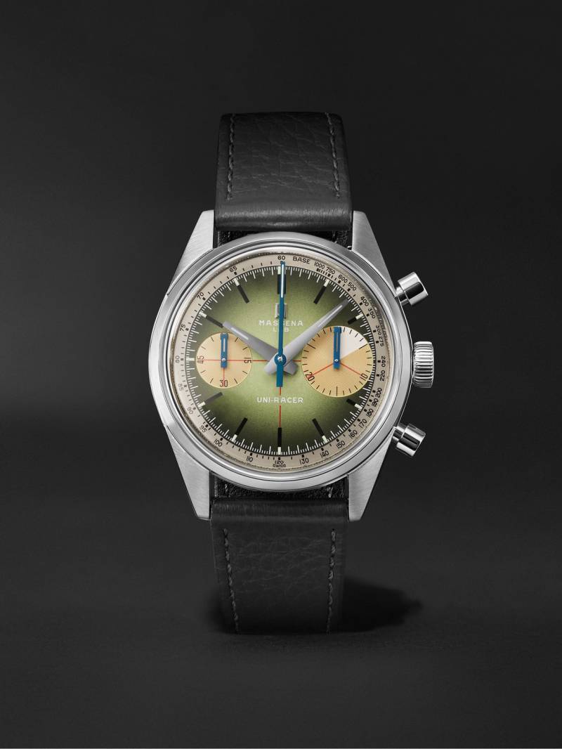 Massena LAB - Uni-Racer Limited Edition Hand-Wound Chronograph 39mm Stainless Steel and Full-Grain Leather Watch, Ref. No. UR-004-SAF - Men - Green von Massena LAB