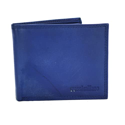 Massi Miliano Portemonee Herren Leder Navyblau - Billfold - (PHXW-303-9) - 11x2x9.5cm - von Massi Miliano