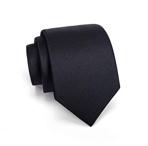Seidenkrawatte Herren Schwarz - 6,5cm breit, 155cm lang - Krawatte aus 100% Seide I Slim-Fit Herrenkrawatte I Inklusiver Geschenkbox von Massi Morino