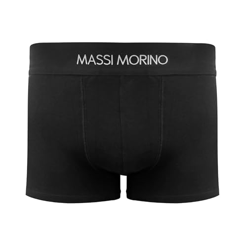 Massi Morino Boxershorts Herren Baumwolle (Einzeln) | Männer Unterhosen in schwarz mit breitem Gummibund | Ohne Etikett & Atmungsaktiv (Gr. L) von Massi Morino