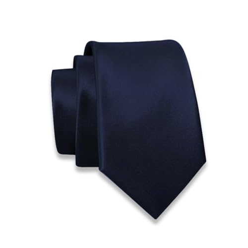 Massi Morino Krawatte dunkelblau schmal für Herren - 6 cm - Tie Schlips uni einfarbig I Slim Fit Kravatte blau von Massi Morino