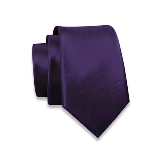 Massi Morino Krawatte lila schmal für Herren - 6 cm - Tie Schlips uni einfarbig I Slim Fit Kravatte flieder von Massi Morino