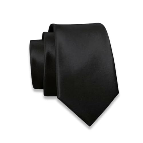 Massi Morino Krawatte schwarz schmal für Herren - 6 cm - Tie Schlips uni einfarbig I Trauer Kravatte für Beerdigung von Massi Morino