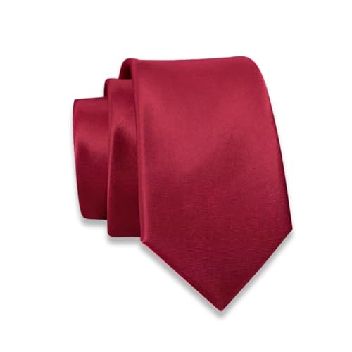 Massi Morino Krawatte weinrot schmal für Herren - 6 cm - Tie Schlips uni einfarbig I Slim Fit Kravatte bordeaux rot von Massi Morino