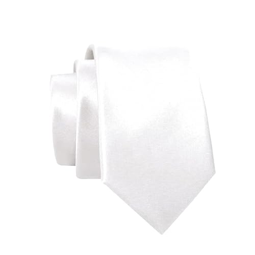 Massi Morino Krawatte weiß schmal für Herren - 6 cm - Tie Schlips uni einfarbig I Slim Fit Kravatte weiss von Massi Morino