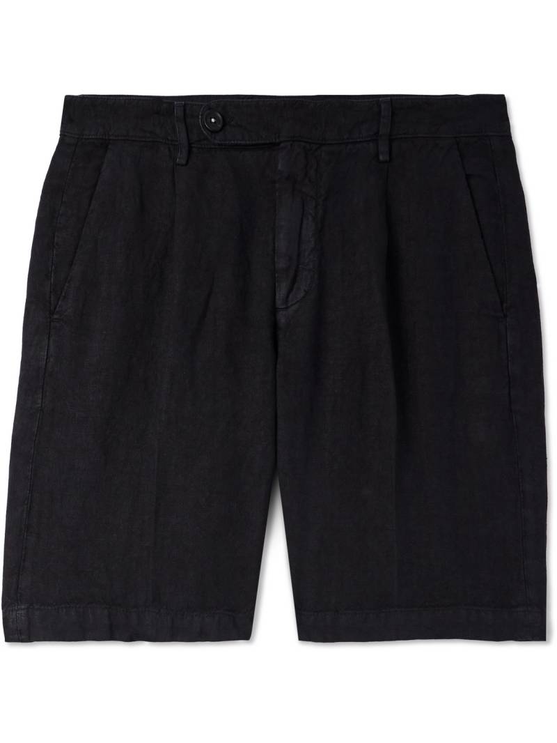 Massimo Alba - Alaccia Straight-Leg Pleated Linen Shorts - Men - Black - IT 54 von Massimo Alba