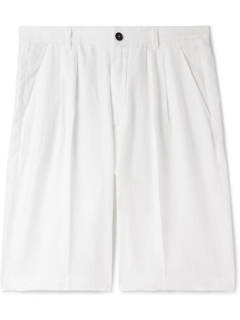 Massimo Alba - Cliff Straight-Leg Pleated Linen Bermuda Shorts - Men - White - IT 52 von Massimo Alba