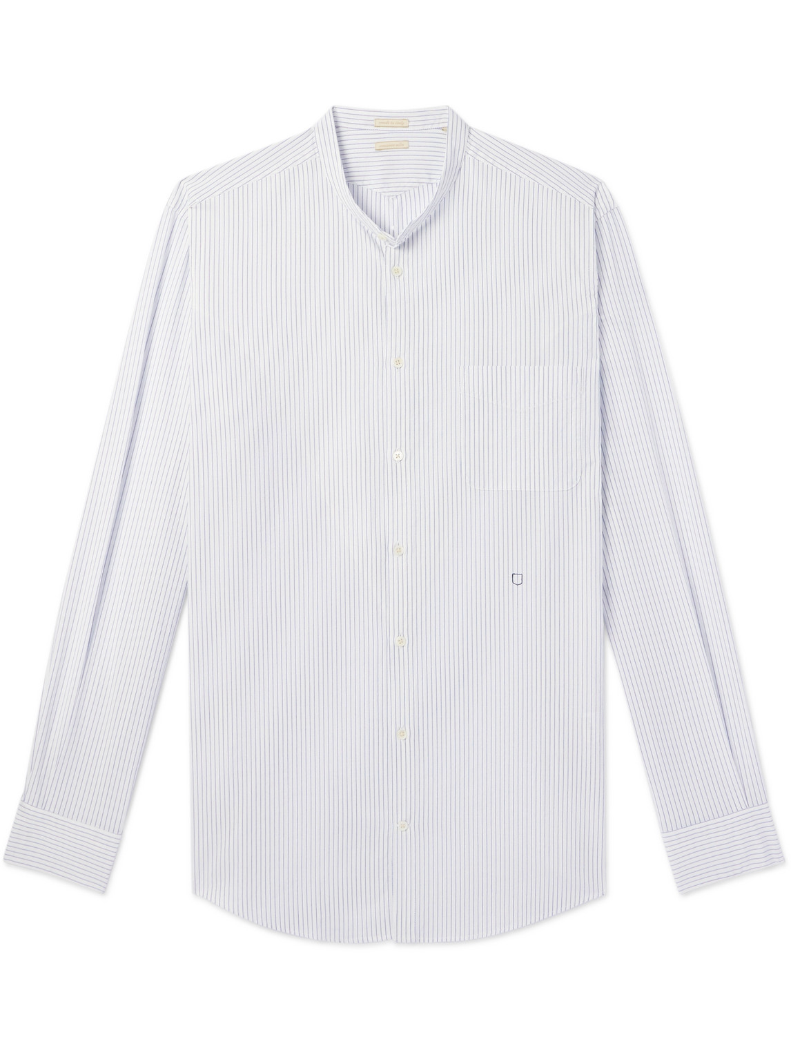 Massimo Alba - Grandad-Collar Striped Cotton Shirt - Men - White - L von Massimo Alba